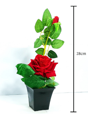 Picture of Artificial Rose Flower & Plant In Plastic pot