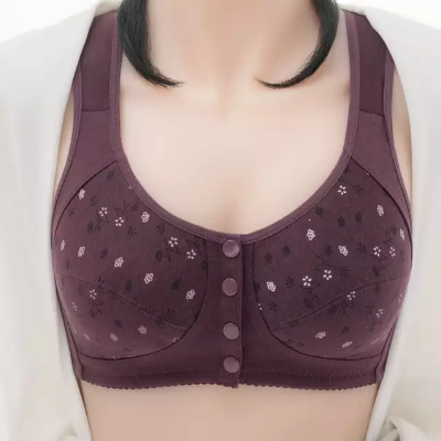 Picture of Printed Bra Maternity Bra Front Button Bra Silk Bra Comfortable Bra Ladies' Undergarments - Bra Chocolate