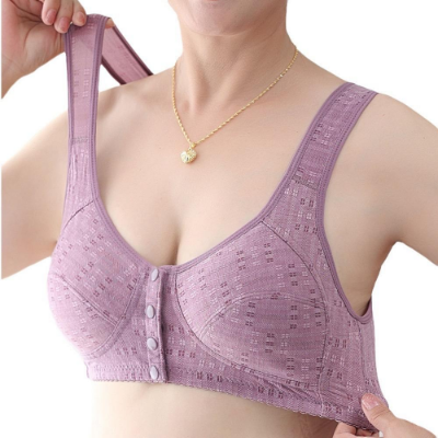 Picture of Printed Bra Maternity Bra Front Button Bra Cotton Bra Comfortable Bra Womens Wear Bra - Bra Sweet Purple