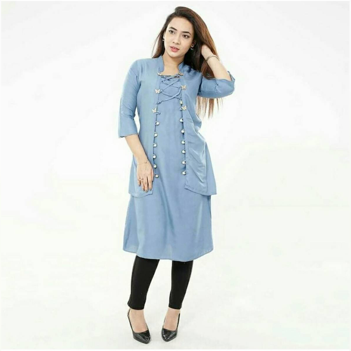 Picture of Readymade Linen High Fashionable Stylish And Comfortable kurtis one Piece - Kurti For Girls