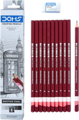 Picture of DOMS DRAWING & SKETCH PENCIL SET - HB 2B 4B 6B 8B 10B & ERASER