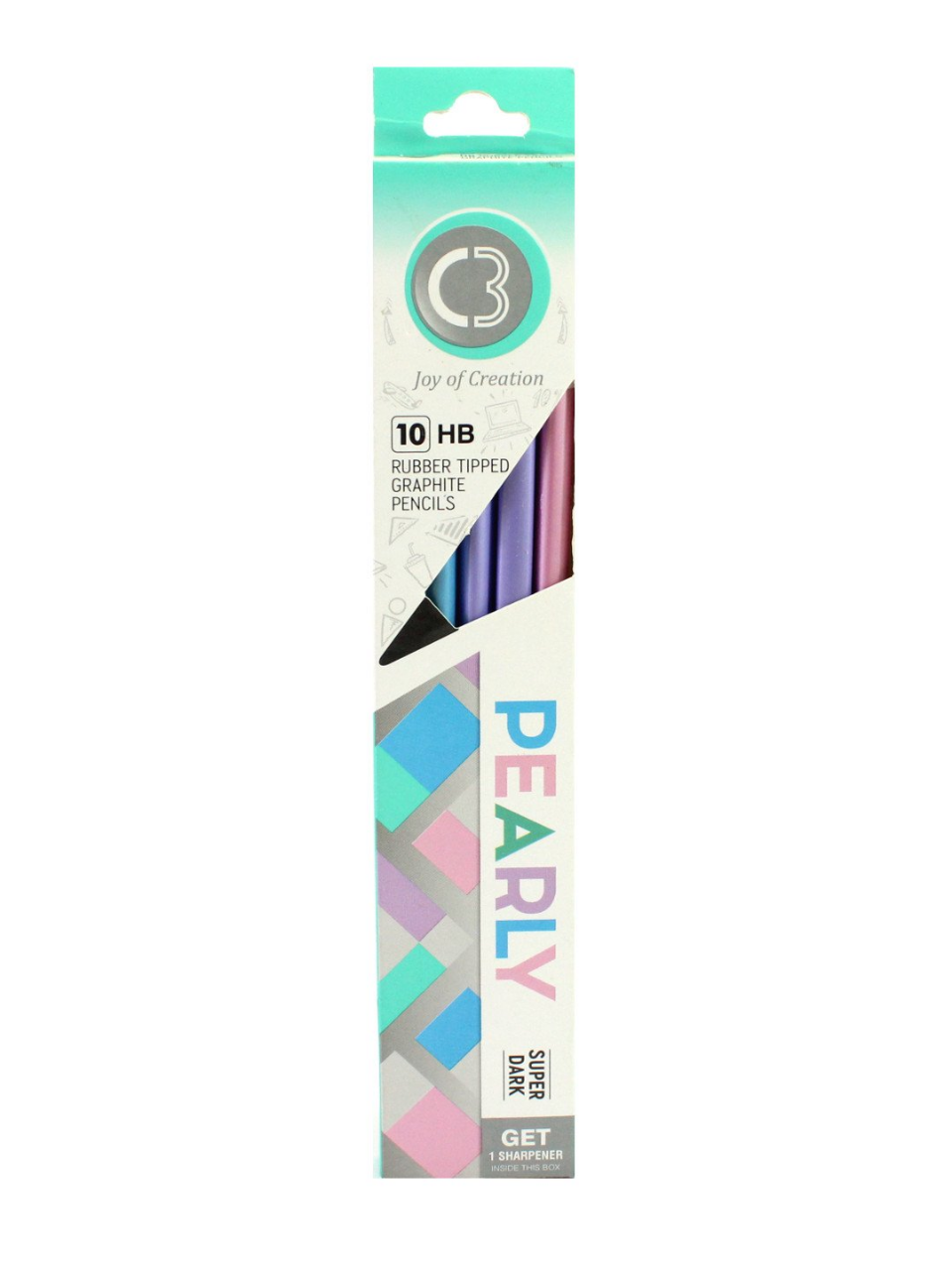 Picture of Doms C3 Pearly Pencil | Rubber Tipped Graphite Pencils | 12 Pieces Pack | Easy Sharpening Super Dark Pearly Pencil