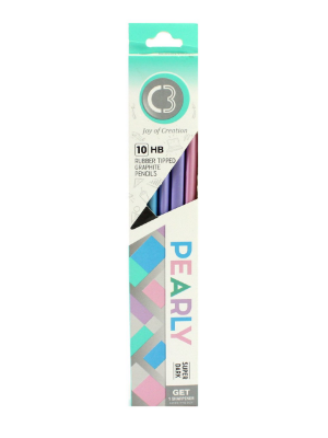 Picture of Doms C3 Pearly Pencil | Rubber Tipped Graphite Pencils | 12 Pieces Pack | Easy Sharpening Super Dark Pearly Pencil