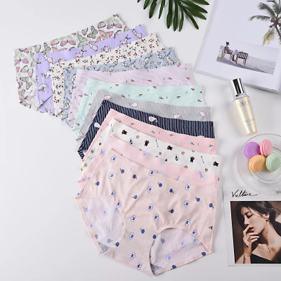 Picture of Ice Silk Printed Flower Design Panty for Women