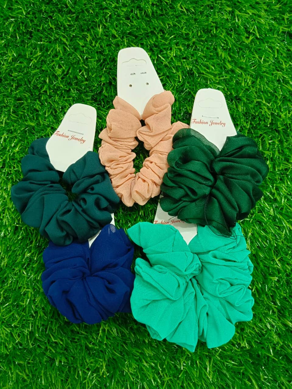 Picture of Silk Scrunchie Hair Band And braselet For Girls 5 Piece - Hair Band