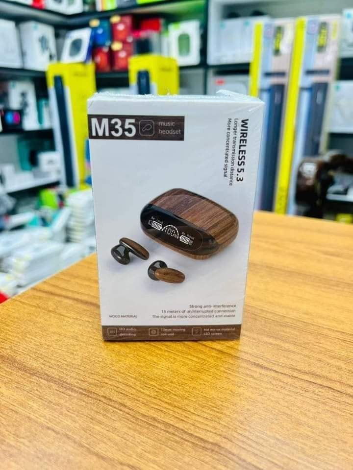 Buy M35 Tws Wood Grain Bluetooth Earphone Led Display 9D Stereo Sound Music Headphone Wireless Earbuds Touch Control Sport Earphone With Mic - Bluetooth Headphone at Best Price In Bangladesh