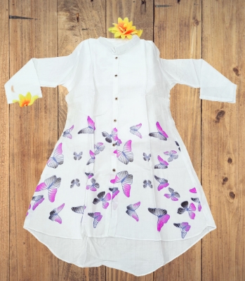 Picture of Full Sleeved Cotton Shirt In White women Shirt And Printed Shirt