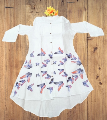 Picture of Full Sleeved Cotton Shirt In White women Shirt And Printed Shirt