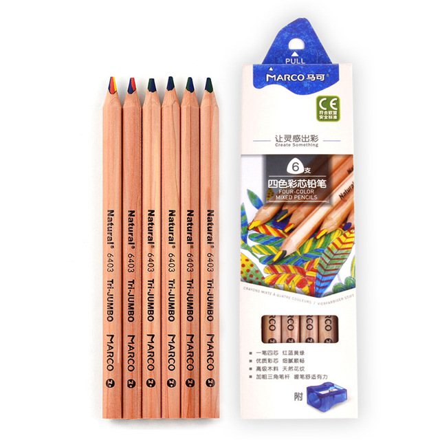 Picture of Marko Rainbow color 6pcs 4 In 1 Colors Colored Pencil