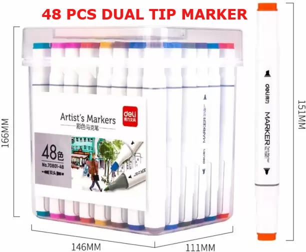 Picture of Deli 48 Pcs Instant Dry Dual Tip Art Markers