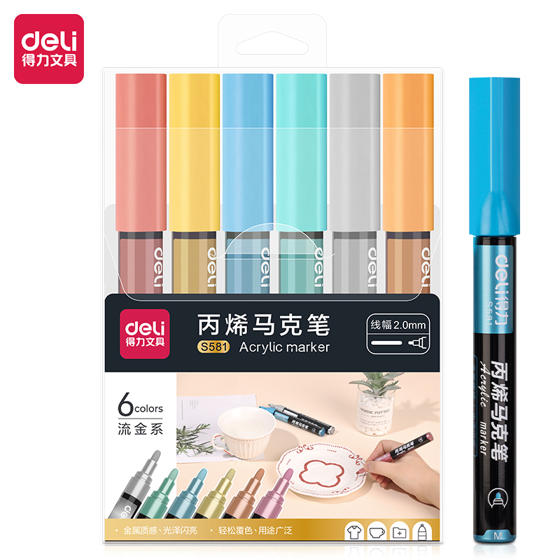 Picture of Deli S581 Metalic Acylic Marker 6 PCS SET