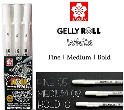 Picture of Sakura Gelly Roll Pen White  Fine/Medium/Bold 3 Pen Set