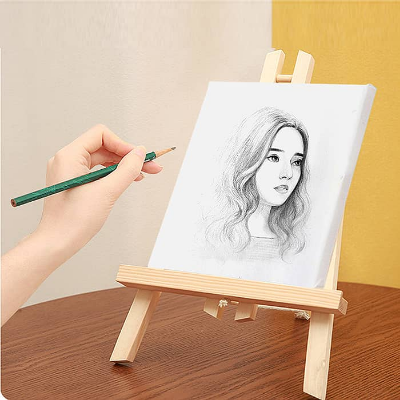 Picture of Painting white Canvas board with Easel ( 8x8 inch board and wooden easel)