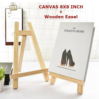 Picture of Painting white Canvas board with Easel ( 8x8 inch board and wooden easel)