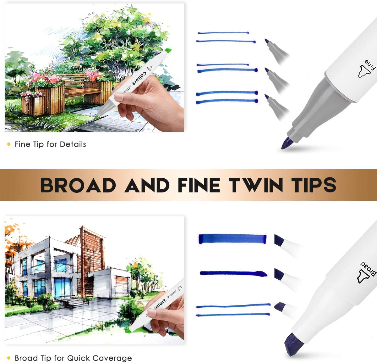 Picture of Deli E70803-12 Instant Dry Dual Tip Alcohol  Art Markers 12 PCS