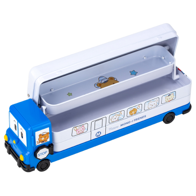 Picture of Deli  E70855 Stationery Box Students Children Multi-functional Metal Pencil Box Large Capacity Built-in Pencil Sharpener (Blue)