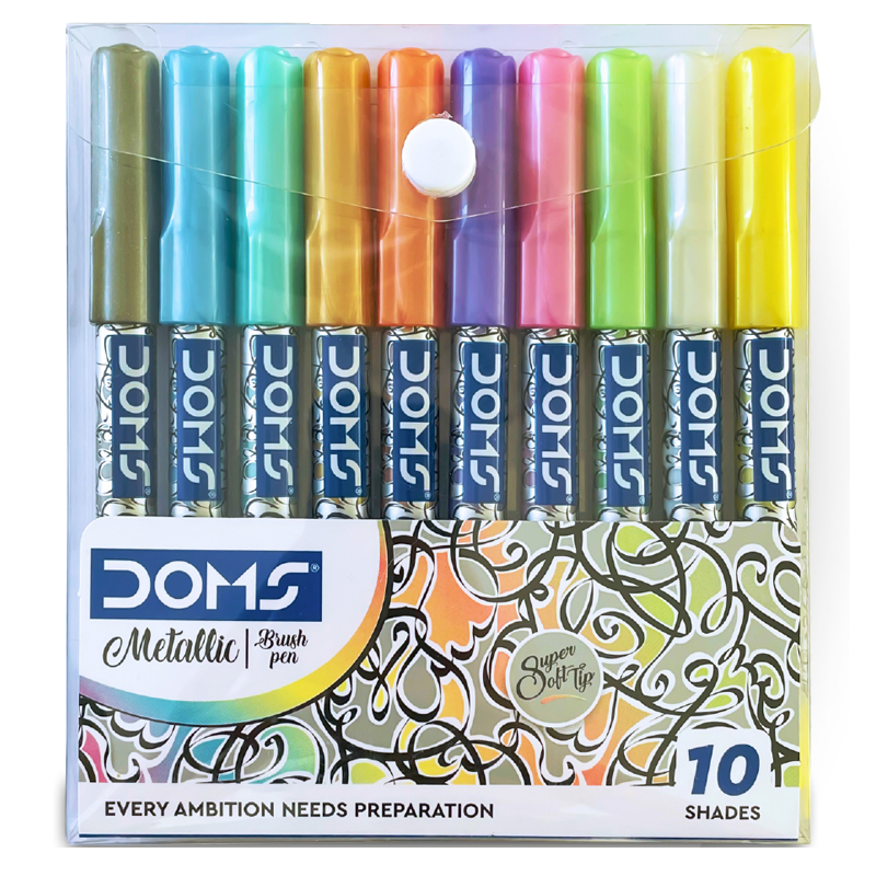 Picture of DOMS Metallic Brush Pen for art and craft 10 Assorted Shades