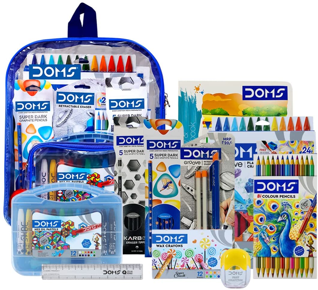 Doms Smart Stationery & Art Kit with Transparent Zipper Bag