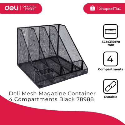 Picture of Deli 78988 Mesh Magazine Container 4 Compartments Black