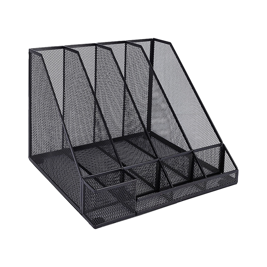Picture of Deli 78988 Mesh Magazine Container 4 Compartments Black