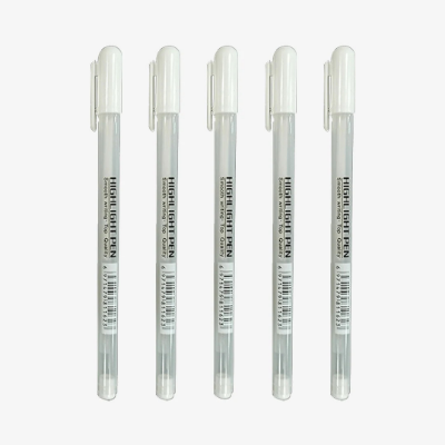 Picture of Keep Smiling Gel Pen 0.8mm white ink Hilighter - 5 pcs pack