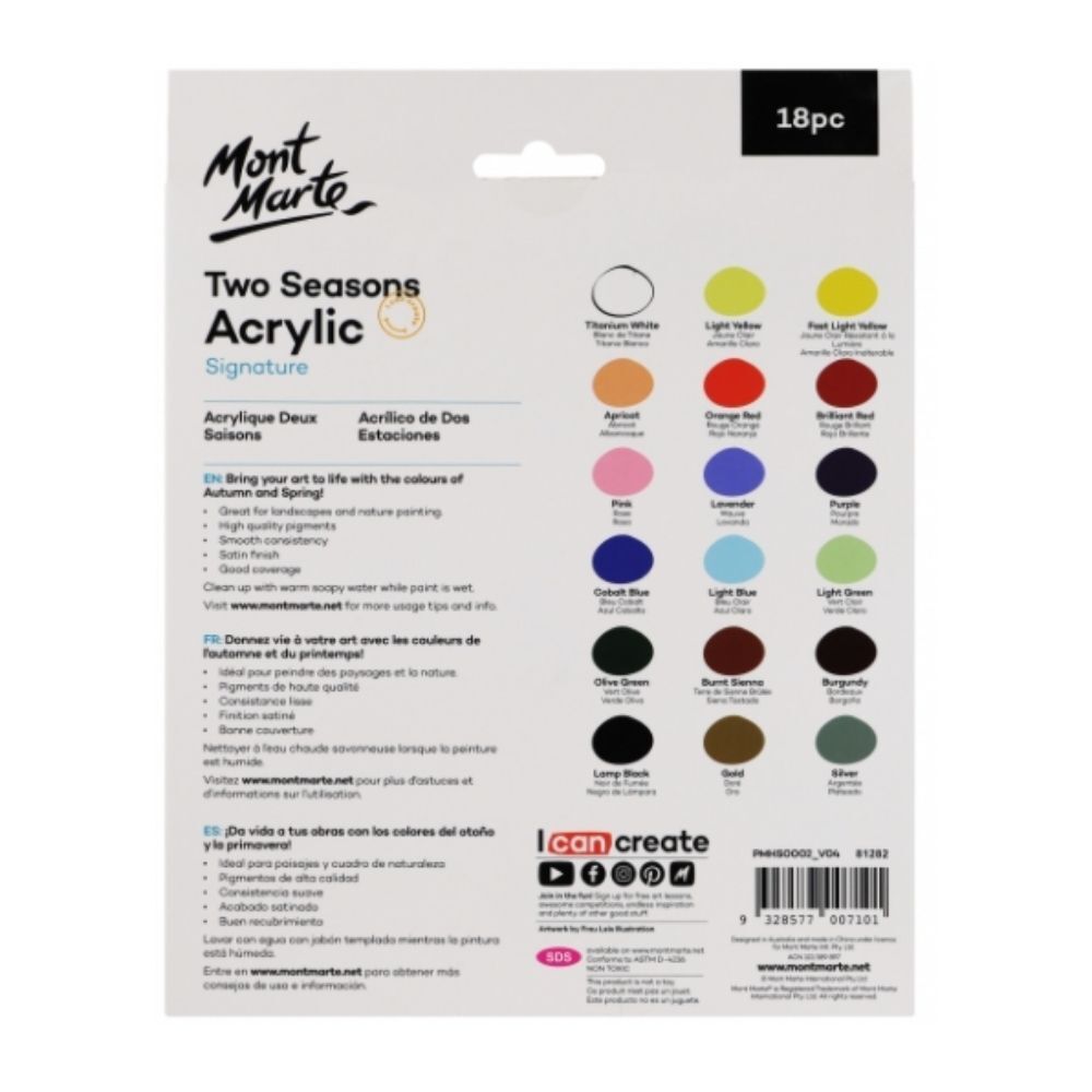 Picture of Mont Marte Signature Paint Set - Two Seasons Pastel Acrylic Paint 18pc