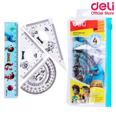 Picture of Deli Drafting Ruler Set Of 4pcs Ruler Set 15cm Transparent Explora Series EG01503