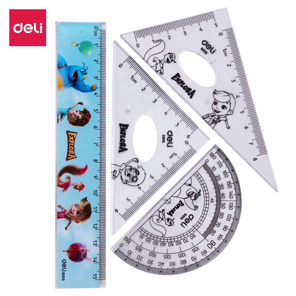 Picture of Deli Drafting Ruler Set Of 4pcs Ruler Set 15cm Transparent Explora Series EG01503