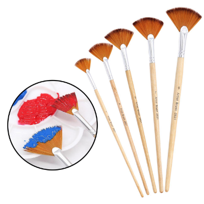 Picture of 5Pcs Fan shaped Nylon Hair Paint Brush Set
