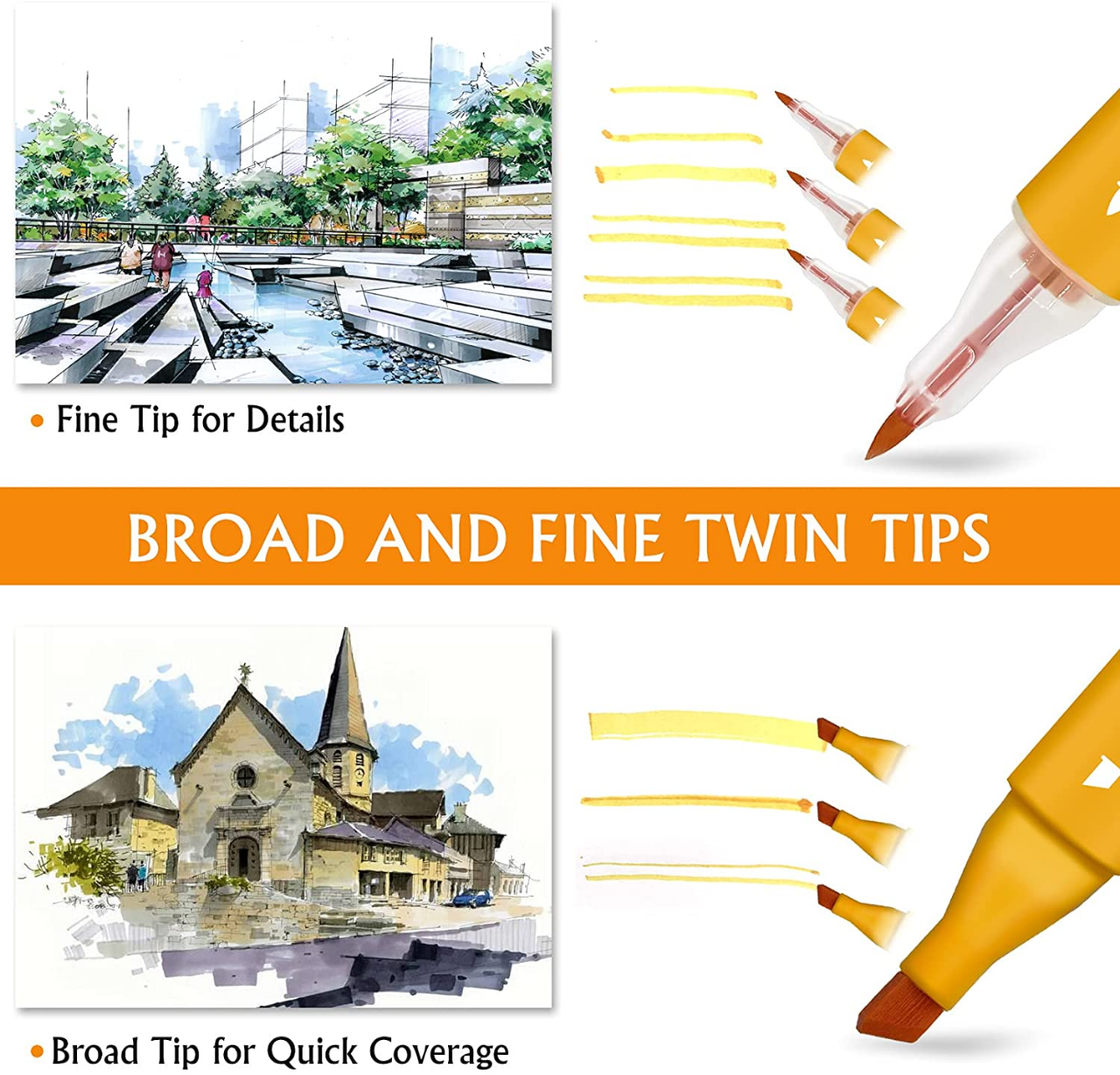 Picture of HIMI Water Based Markers, Dual Tip Permanent Artist Art Markers Sketch Markers for Kids Adults Coloring 24 color