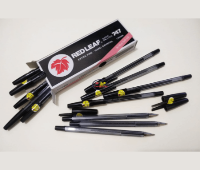 Picture of RED LEAF 747 Black BALL PEN Extra Fine 0.7mm Dx Hard Crystal 12 pcs