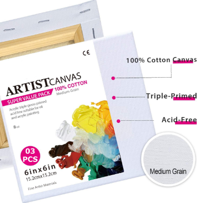 Picture of Papertree Premium White Canvas 6x6 Inch - 3 Pcs