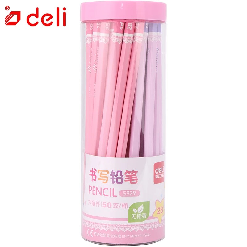 Picture of Deli S929 Pink Body 2B Pencil for school and office supply 50 pcs of pack