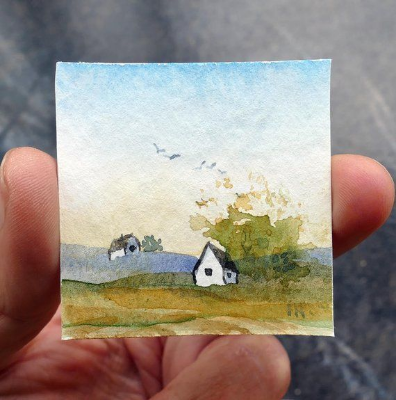 Picture of Paper Tree Hand made Mini Water color & Acrylic color Paper - 10 pcs pack