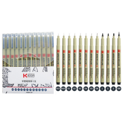 Picture of HOCAI Pigment Liner Pen Set Neelde Drawing Pen Art Markers Fineliner Sketching Pen 12 Pcs