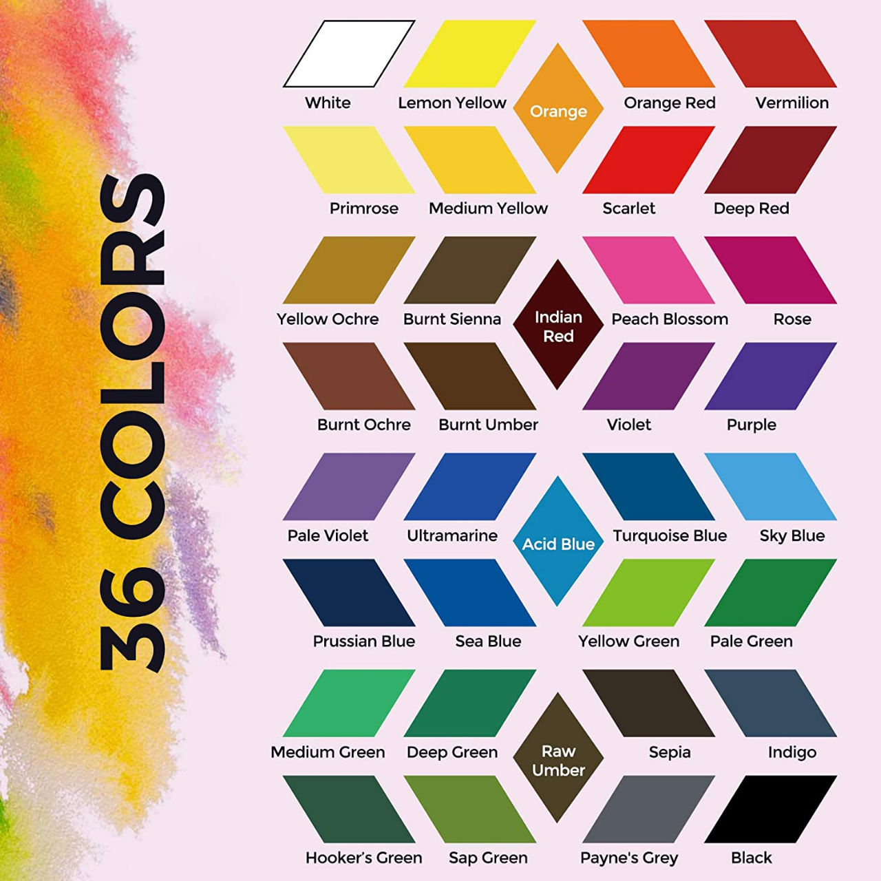 Picture of Miya জল রঙের পেইন্ট সেটে 36 টি প্রাণবন্ত রঙ, শিল্পীদের, শিক্ষার্থীদের, প্রাথমিক এবং বাচ্চাদের জন্য পোর্টেবল কেসে জল রঙের পেইন্টিং কিট, ভ্রমণের জল রঙের সেট