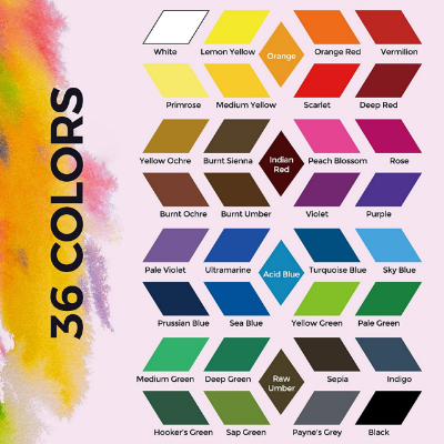 Picture of Miya জল রঙের পেইন্ট সেটে 36 টি প্রাণবন্ত রঙ, শিল্পীদের, শিক্ষার্থীদের, প্রাথমিক এবং বাচ্চাদের জন্য পোর্টেবল কেসে জল রঙের পেইন্টিং কিট, ভ্রমণের জল রঙের সেট