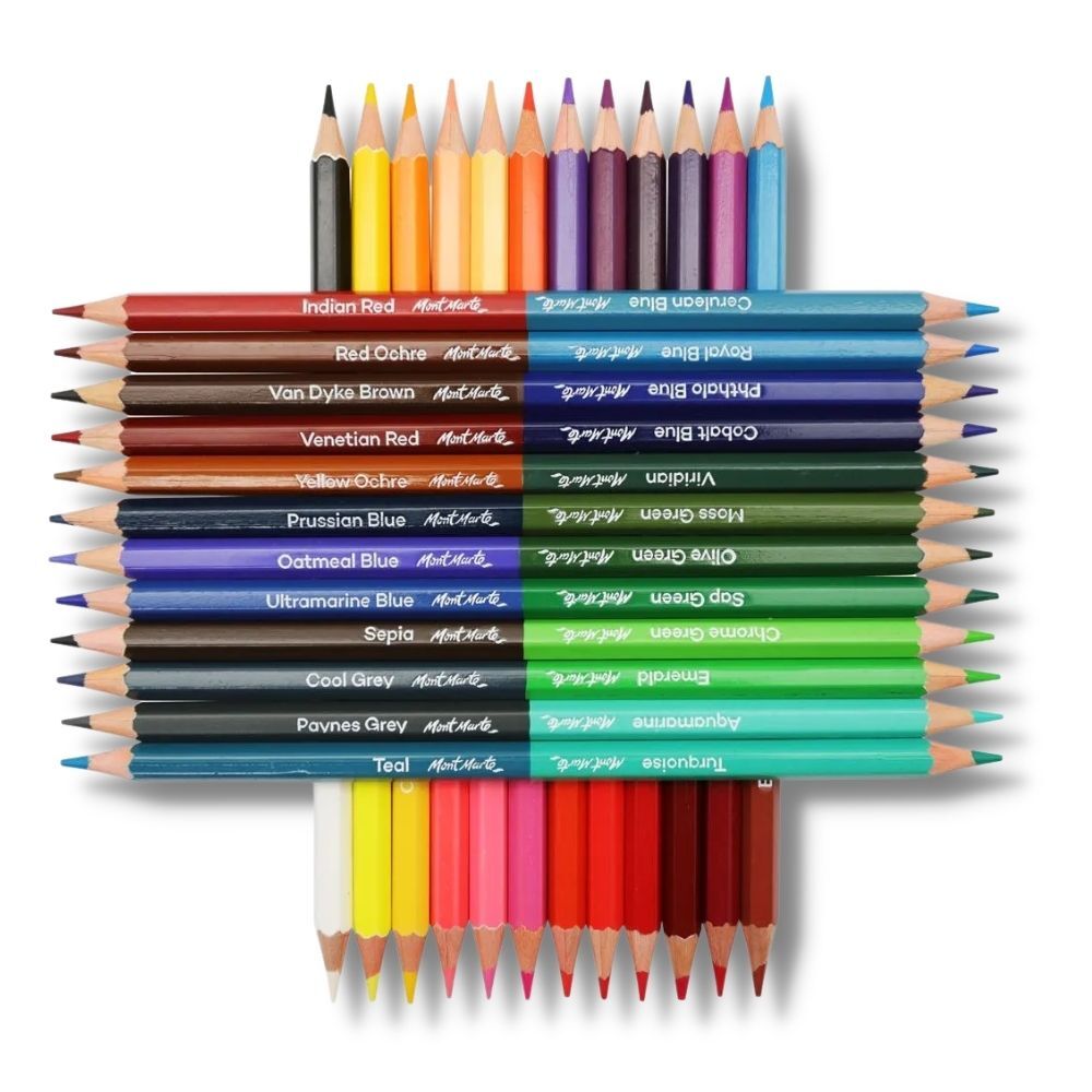 Picture of Mont Marte Dual Color 24 pcs sketch pencil set & hi quality pigment set