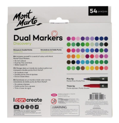 Picture of Mont Marte Dual Art Marker Fine & Brush Tip 54pc