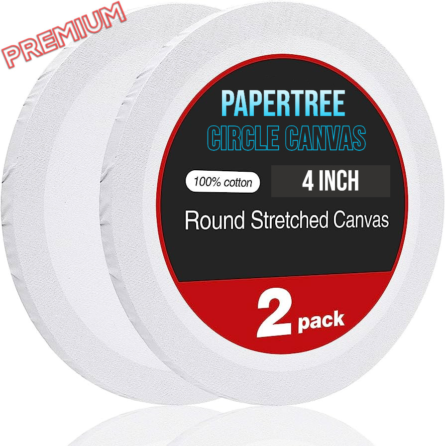 Picture of Papertree Premium white Round Canvas 4 Inch- 2pcs