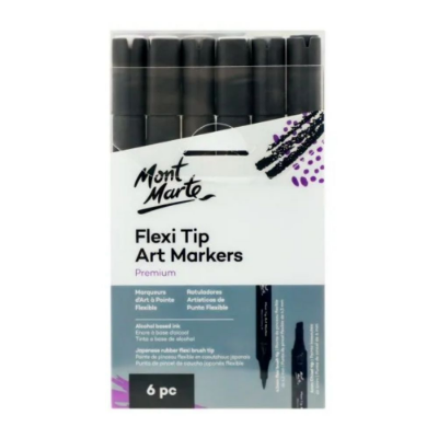 Picture of Mont Marte Premium Flexi Tip Alco. Art Markers 6pc Grey Tones