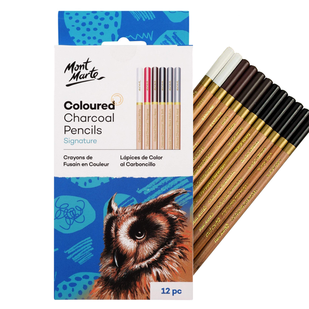 Picture of Mont Marte Coloured Charcoal Pencils 12pc