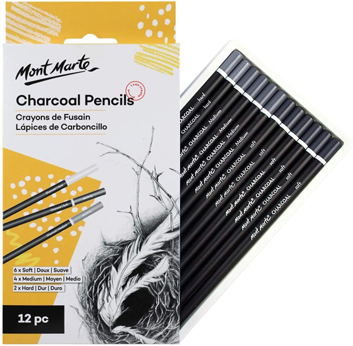 Picture of Mont Marte Charcoal Pencils 12pc