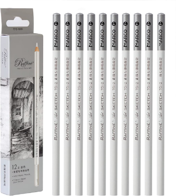 Picture of Marco Artist Sketch White Charcoal Pencil 12 PCS