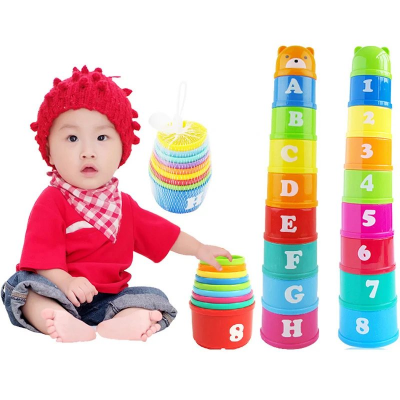 Buy 9PCS Children Fun Rainbow Cups Stacking Cups Figure Online 