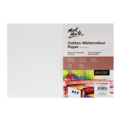 Picture of Mont Marte Premium Cotton Watercolour Paper A4 300gsm 5 Sheet