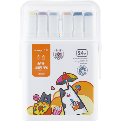 Picture of Guangbo Markers Sets 24 Colors Sketching Markers Double Head Alco. Based Felt Tip Pen Art School Supplies Drawing Set For Artists
