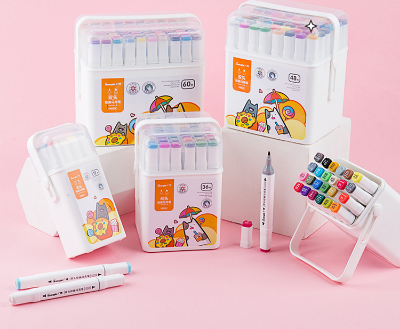 Picture of Guangbo Markers Sets 24 Colors Sketching Markers Double Head Alco. Based Felt Tip Pen Art School Supplies Drawing Set For Artists