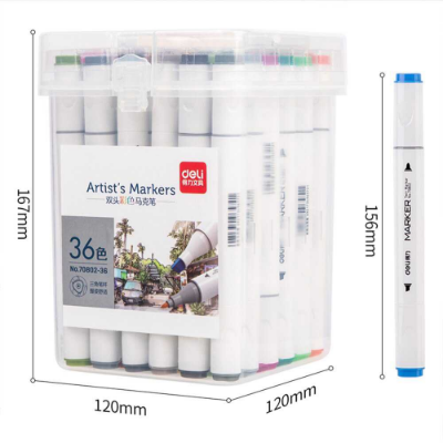 Picture of Deli 36 Pcs Dual Tip Sketch Art Markers Permanent Alco. Based