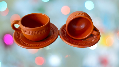 Picture of Clay Tea Cup. Matir cup. Matir Tea cup. Handmade. Organic .Clay Tea Cup set.  Matir cup set.  6 pice with, tea ,Coffee Mug